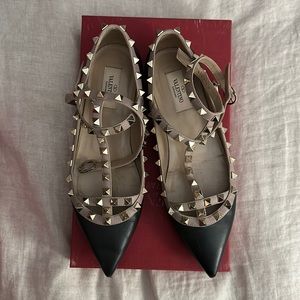 Valentino ROCKSTUD CAGED BALLET FLAT 38.5 black